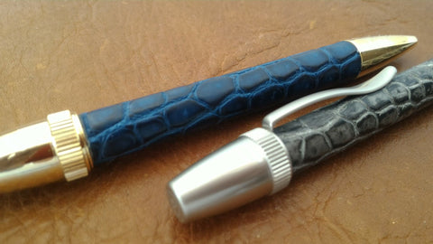 vermilion crocodile leather ballpoint pen Aizome Indigo dye