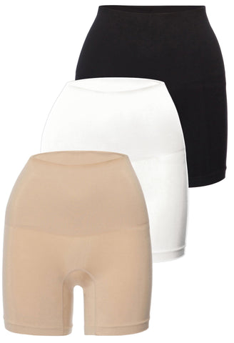 mid rise postpartum shaping shorts in neutral colours provides maximum tummy support and control mid waist fit cinches in your waist seamless stretchy fit super comfy and soft save on your purchase with this three pack