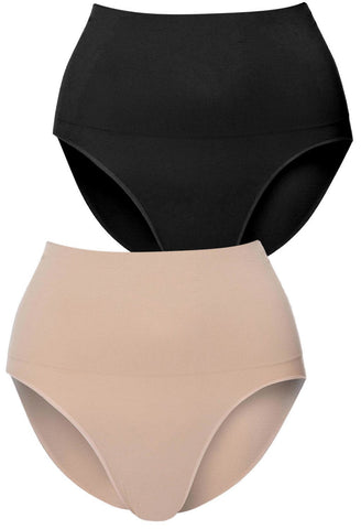 mid rise postpartum shaping brief in nude neutral colour provides maximum tummy support and control mid waist fit cinches in your waist seamless super comfy and soft in a 2 pack 