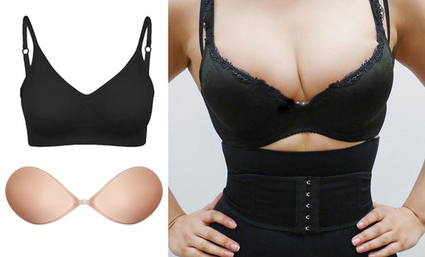 Sleek Fabric Stick On Bra with underwire bra for pushup effect