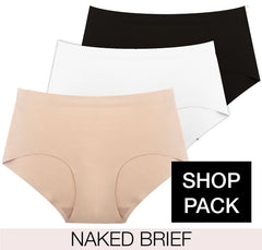 Naked Brief 3 pack in black, white and nude