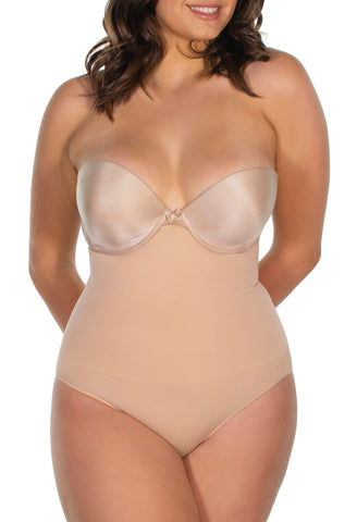 best shapewear for apple body shape in nude neutral colours stay up shaper has detachable and adjustable straps does not roll down in a comfortable brief leg finish
