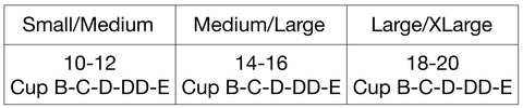 Wirefree Nursing Bra Size Chart