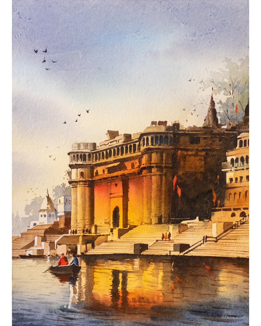 Banaras Ghat - Water Colour Painting