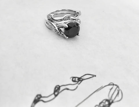 Black Diamond Engagement Ring by Rubini Jewelers