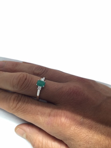 Diamond and Emerald White Gold Ring by Rubini Jewelers