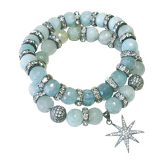 Aquamarine & Rhinestone Bracelets