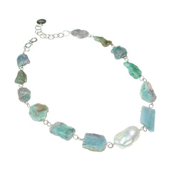 Paraiba Tourmaline & Baroque Pearl Necklace