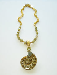 Oregon Green Garnet and Ammolite Necklace