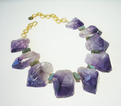 Amethyst and gold plate necklace