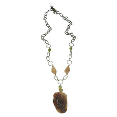 Citrine Drusy & Antiqued Brass Necklace by Carol Lipworth Designs