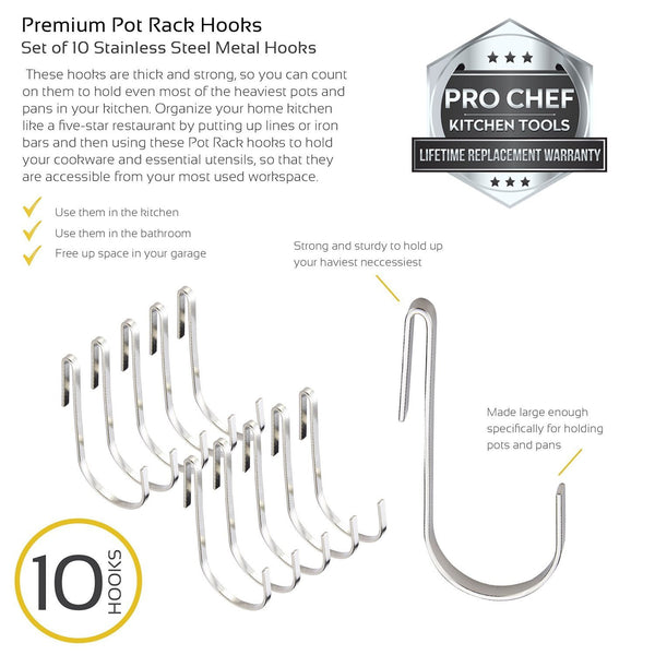 Hooks For Hanging - Kitchen Pot Racks S Hook 10 Pack Set
