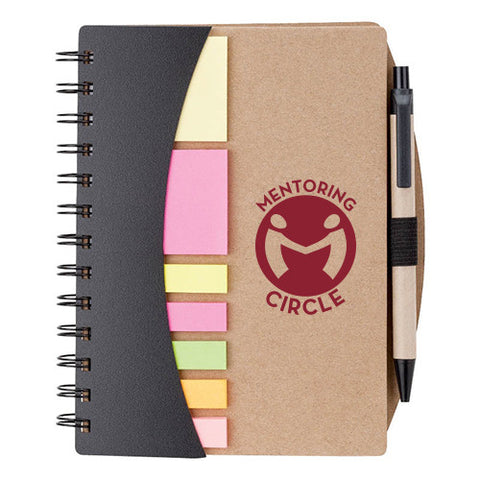 Imprinted Mini Journal with Pen Flags & Sticky Notes (Q901765) - - 1