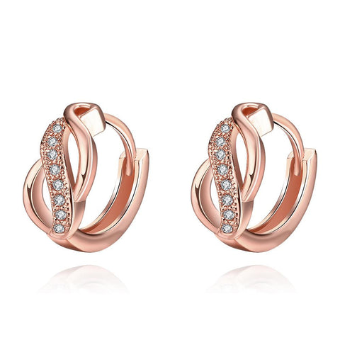 Rose Gold Plated Infinity Pendant Mini Hoops - rubiquejewelry.com