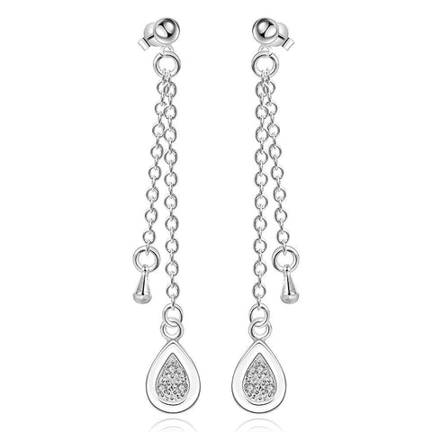 Sterling Silver Long Line Drop Drop Earring - rubiquejewelry.com