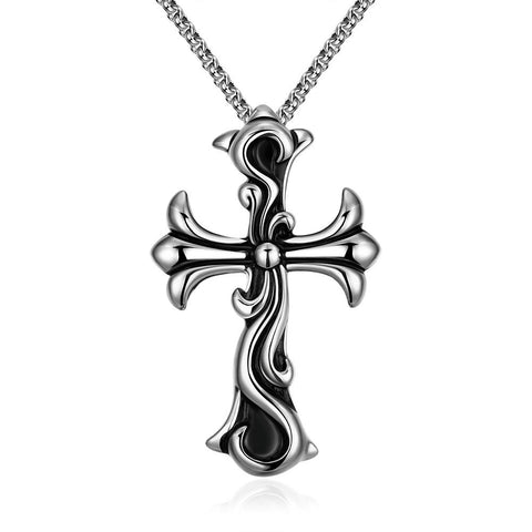 Thick Abstract Cross Stainless Steel Necklace - rubiquejewelry.com