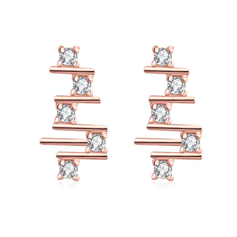 Rose Gold Plated Abstract Horizontal Lines Drops - rubiquejewelry.com