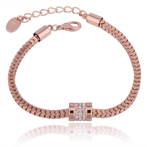 18K Rose Gold Chained Bracelet with Swarovski Elements - rubiquejewelry.com