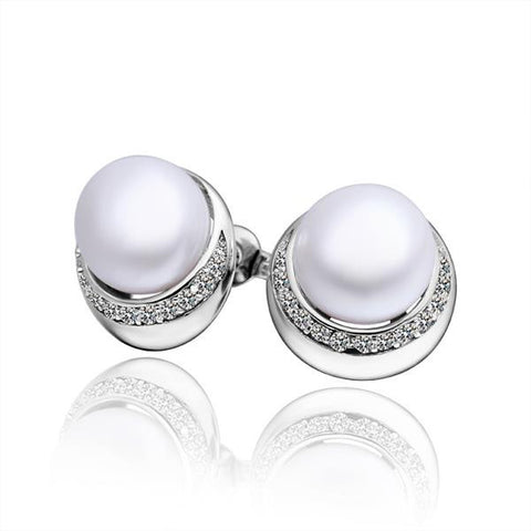 Cultured Pearl Crystal Circular Rounding Earrings - rubiquejewelry.com