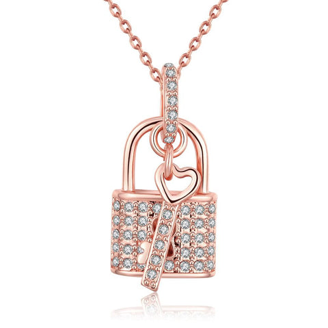 18K Rose Gold Plated Key to your HeartNecklace - rubiquejewelry.com