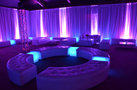 LED Cubes White Leather lounge furniture