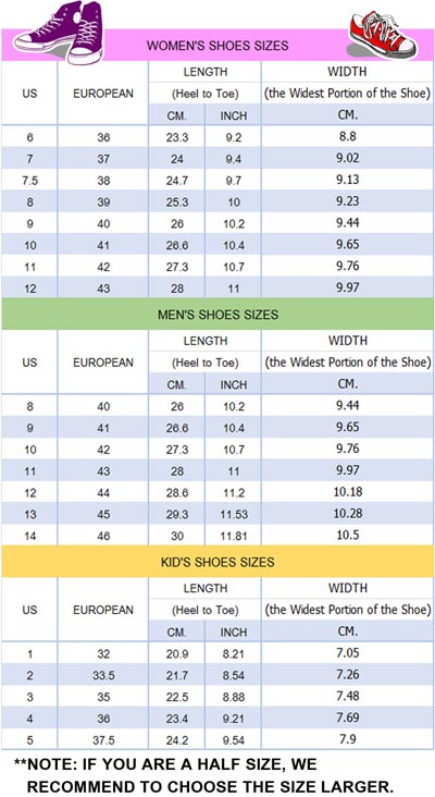 Shoes Size Chart - TeeAmazing