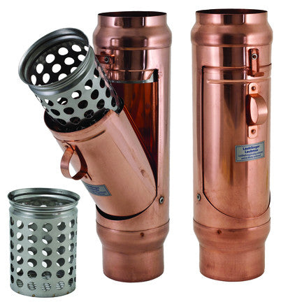 Copper Downspout Cleanout | Removable Downspout Cleanout with basket | Copper Downspout