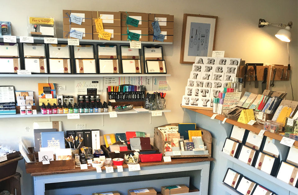 The delightful retail area of our shop, where you can purchase our paper goods.