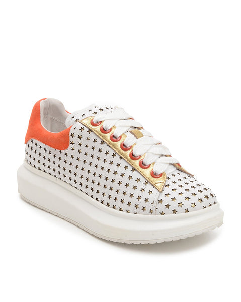 Star Gazing Sneakers - White / Orange 