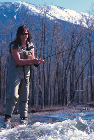 woman flyfishing, Simms Fishing products of Bozeman, Montana, montana living magazine, flathead river, missouri river fly fishing