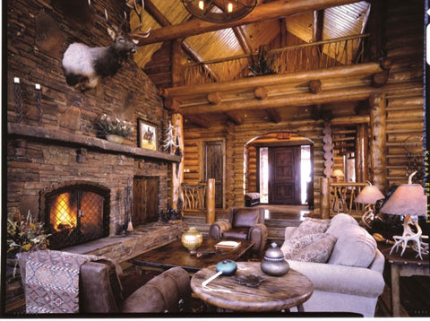 great room, log home, montana's finest homes, whitefish home, montana living