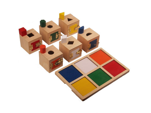 Peekaboo Lock Boxes and Objects with Tray Montessori Material 