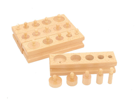Family Set NEW Montessori Sensorial Beechwood MINI Knobbed Cylinder Blocks 