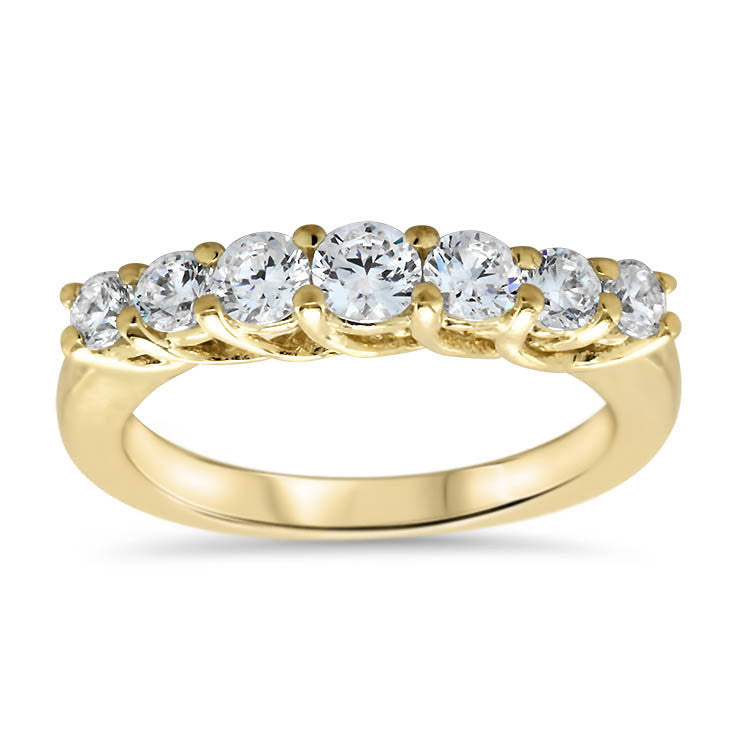 Seven Stone Diamond Wedding Band - Michela Band - Moissanite Rings