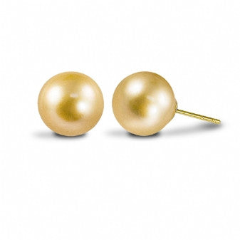 Champagne Fresh Water Pearls Earrings in 14K Yellow Gold
