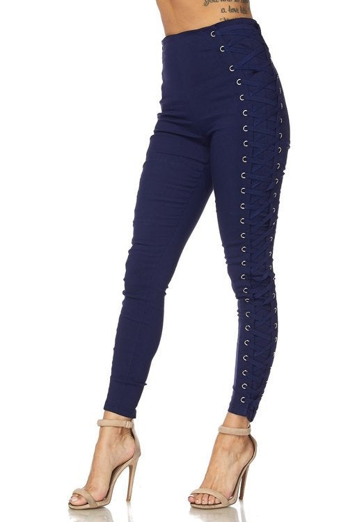 High Waist Pant with side Lace up detail