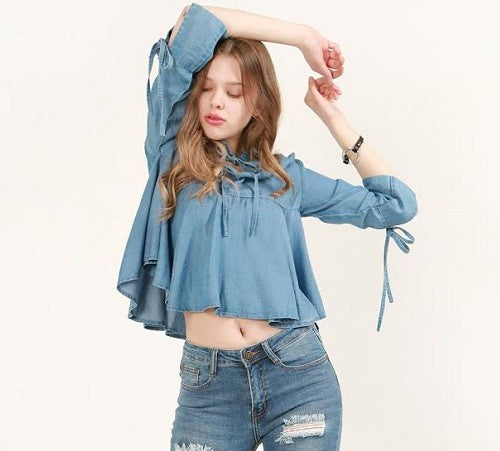 Denim flowing hipster shirt