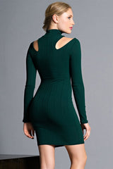 green open shoulder dress from desk to dinner fashion