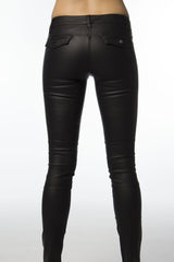 coated cotton black pants