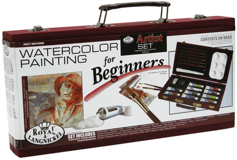 Beginner Watercolor Painting Wood Box Set