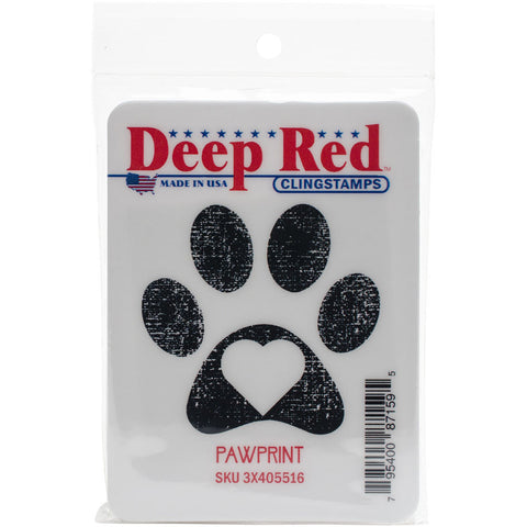 Deep Red Cling Stamp Pawprint 2inx2in