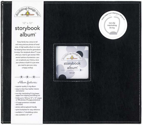 Doodlebug Storybook D-Ring Photo Album Beetle Black 12inx12in