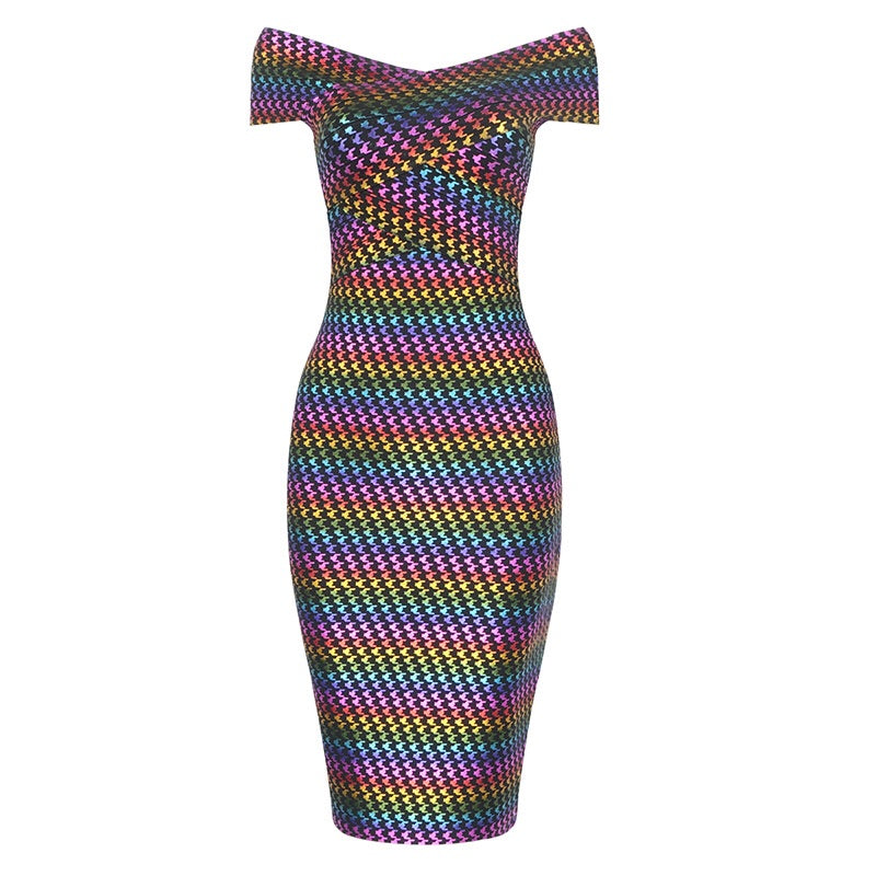 rainbow bandage dress