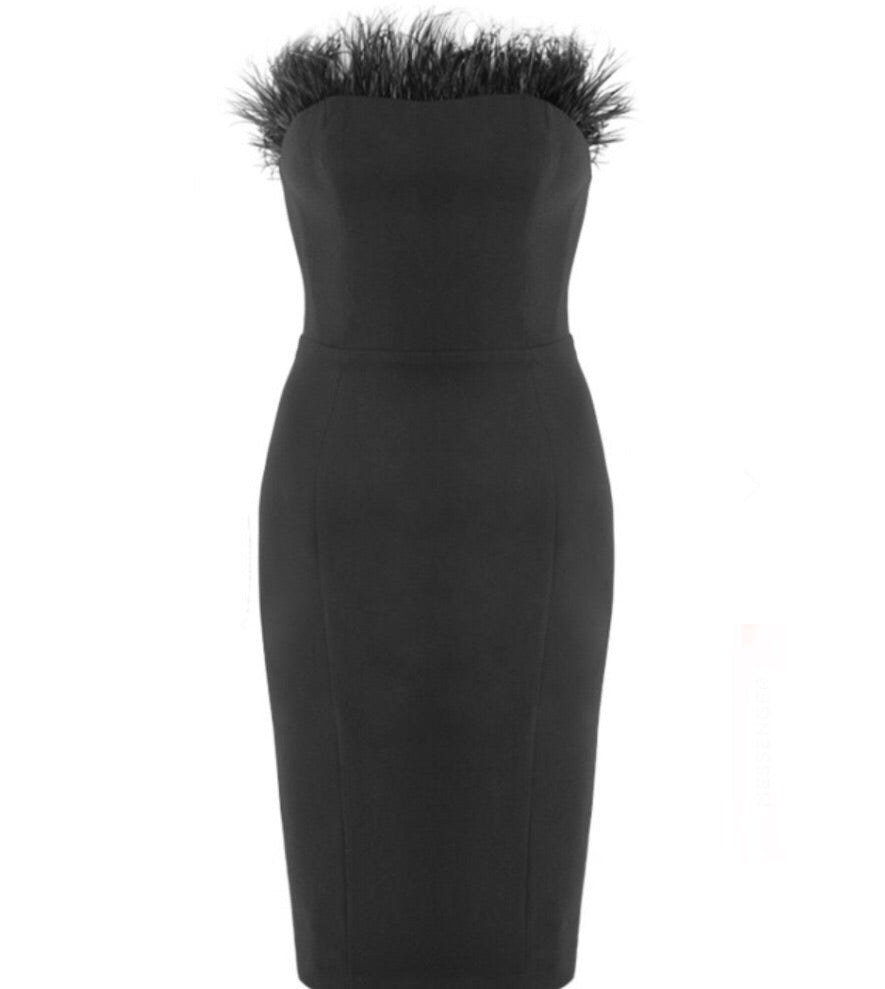 black strapless bandage dress