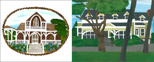 two house portraits copyrighted by Denise Fiedler
