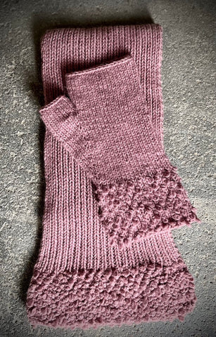 Knit a scarf and fingerless mitts - in cashmere!