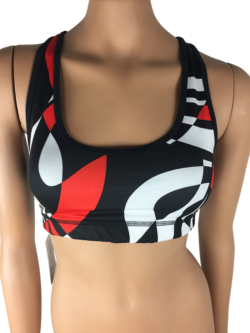 red and black sports bra