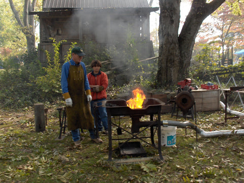 Walter and Raven way back in the beginning in front of The blacksmith shop of George Phillips