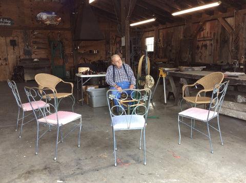 Lenton Williams waiting on his chair caning class students at Walters Forge.