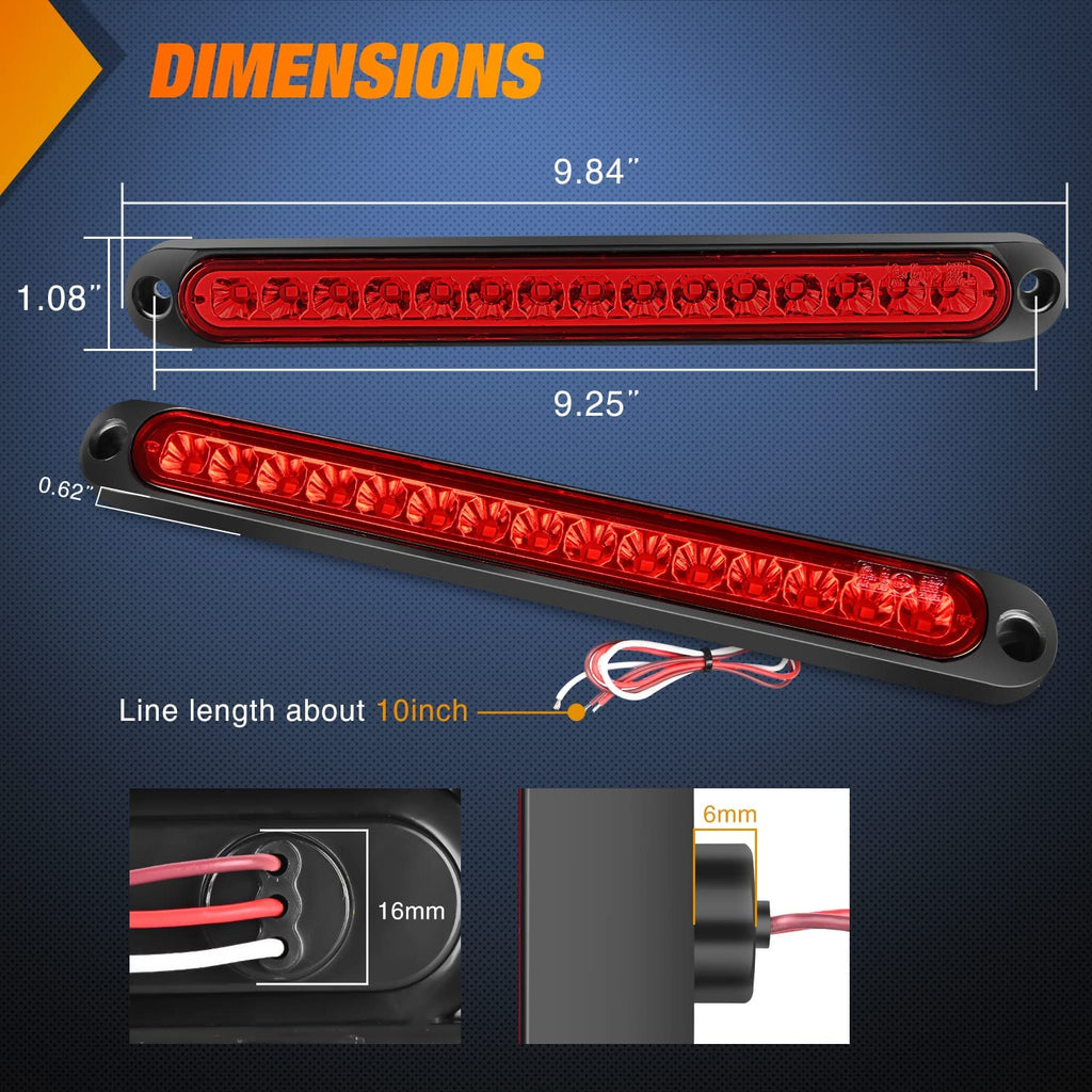 Frienda 2 Pieces 10 Inch 15 LED Trailer Tail Light Bar Stop Turn